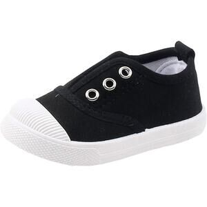 New DADAWEN Toddler Boys Size 11 Black Canvas Slip-On Low Top Sneakers w Flaw